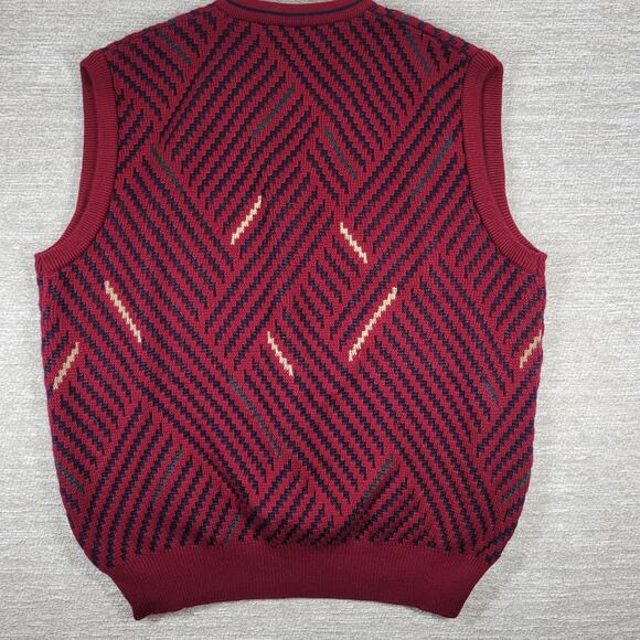 VTG Marz München Wool Sweater Vest L/XL Burgundy 3D Knit West Germany Grandpa - Picture 9 of 16